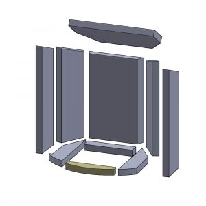 Bodenstein vorne 195x42x25mm (Vermiculite) passend für Skantherm Zeno**