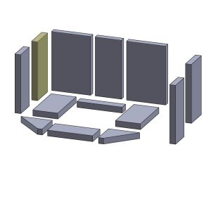 Wandstein hinten links/rechts 300x135x30mm (Schamotte) passend für Alltrade**