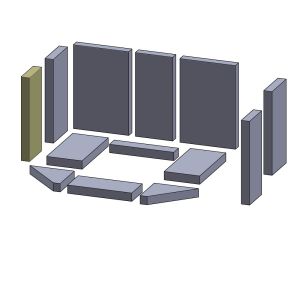 Wandstein vorne links/rechts 300x115x30mm (Schamotte) passend für Alltrade**