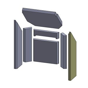 Wandstein vorne rechts 440x135x25mm (Vermiculite) passend für Fireplace Monte Carlo**