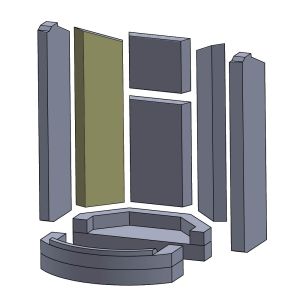 Wandstein hinten links 460x130x30mm (Schamotte) passend für Spartherm Senso S A/B **