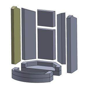 Wandstein vorne links 505x155x30mm (Schamotte) passend für Spartherm Senso S A/B **