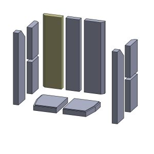 Rückwandstein links/rechts 545x147x40mm (Schamotte) passend für Leda Lava **