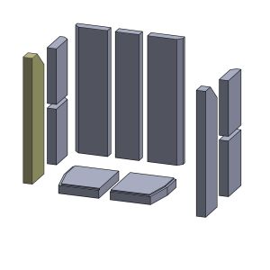 Wandstein vorne links/rechts 545x135x40mm (Schamotte) passend für Leda Lava **