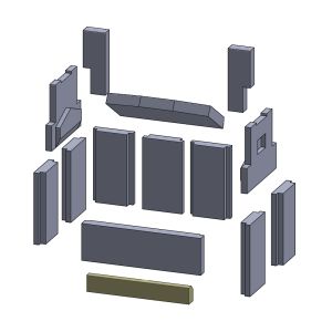 Vorderwandstein unten 345x55x35mm (Vermiculite) passend für Wamsler **