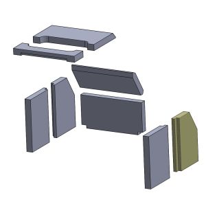 Wandstein hinten rechts 257x184x30mm (Schamotte) passend für Wamsler W1 **