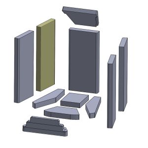 Wandstein vorne/hinten links/rechts 465x190x35mm (Vermiculite) passend für Austroflamm **