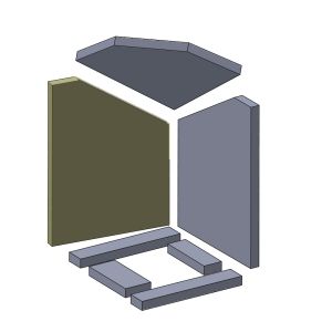 Wandstein links 537 x 396 x 30 mm (Schamotte) passend für Attika Quadro **