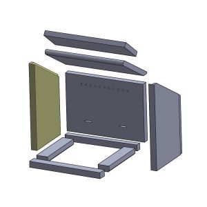 Wandstein links 353 x 320 x 25 mm (Vermiculite) passend für Attika Q Tee **