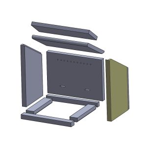 Wandstein rechts 353 x 320 x 25 mm (Vermiculite) passend für Attika Q Tee **