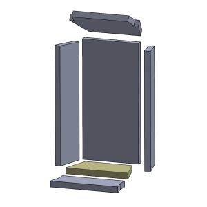 Bodenstein hinten 267 x 130 x 25 mm (Vermiculite), passend für Attika **