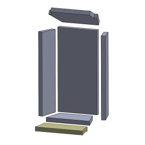 Bodenstein vorne 290 x 105 x 25 mm (Vermiculite), passend für Attika **