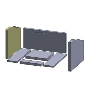 Wandstein links 360 x 309 x 25 mm (Vermiculite) passend für Aduro **