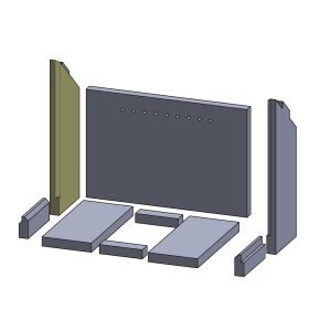Wandstein hinten links 420 x 147 x 25 mm (Vermiculite) passend für Aduro 7 **