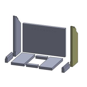 Wandstein hinten rechts 420 x 147 x 25 mm (Vermiculite) passend für Aduro 7 **