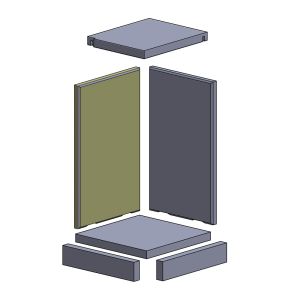 Wandstein links 446 x 278 x 20 mm (Vermiculite) passend für Attika **