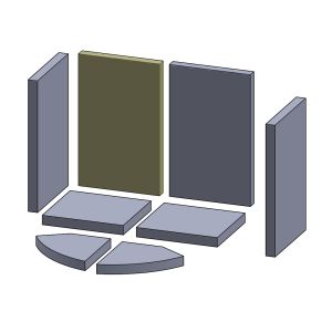 Rückwandstein links/rechts 350 x 217 x 25 mm (Vermiculite) passend für Rais 106 **