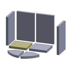 Bodenstein hinten links/rechts 217 x 197 x 25 mm (Vermiculite) passend für Rais 106 **