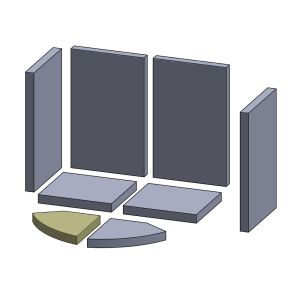 Bodenstein vorne links/rechts 182 x 182 x 25 mm (Vermiculite) passend für Rais 106 **