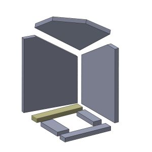 Bodenstein hinten 364 x 64 x 30 mm (Schamotte) passend für Attika Quadro **