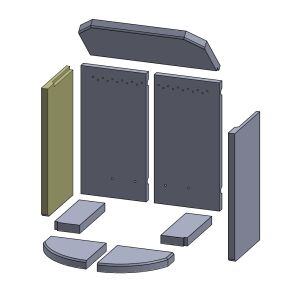 Wandstein links 390 x 203 x 20 mm (Vermiculite) passend für Attika Bando C **