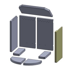 Wandstein rechts 390 x 203 x 20 mm (Vermiculite) passend für Attika Bando C **