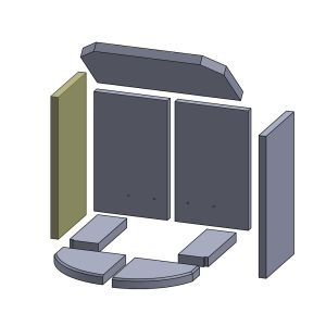 Wandstein links/rechts 380 x 198 x 20 mm (Vermiculite) passend für Attika **