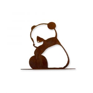 Edelrost trauriger Panda mit Fuß