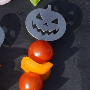 Burgerspieß Halloween-Kürbis aus Edelstahl mit Fingerfood