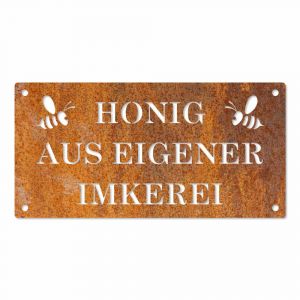 Honig aus eigener Imkerei, Schild in Edelrost, 40 x 20 cm 