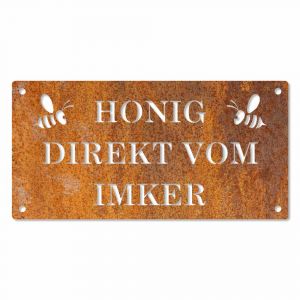 Honig direkt vom Imker Schild in Edelrost 40 x 20 cm