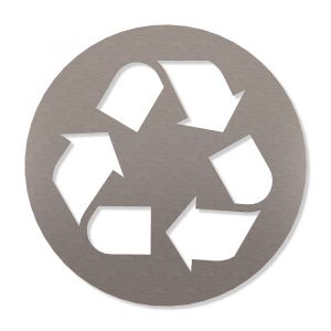 Recycling Piktogramm rund aus Edelstahl