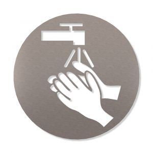 Hände waschen Piktogramm rund aus Edelstahl