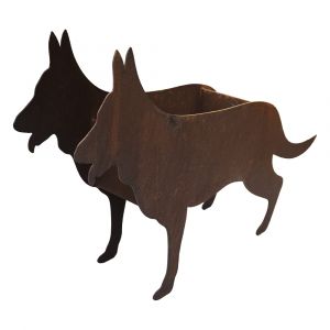 Edelrost Schäferhund Pflanzschale 50,9x12,4x36,3cm