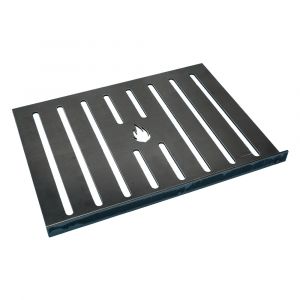 Ascherost aus Stahl 400x200x4mm | Grillplatz Porto | Frontansicht Logo | universal einsetzbar | PUR Schamotte | Schamotte-Shop.de