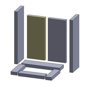 Rückwandstein links/rechts 418x174x30mm (Vermiculite), passend für Caminos** Kamine