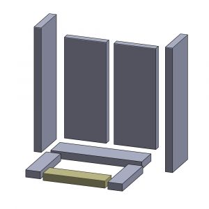 Bodenstein vorne 258x70x30mm (Vermiculite) passend für Caminos Optio **