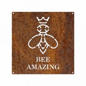 Bee amazing, Schild in Edelrost 25 x 25 cm