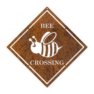 Bee crossing Schild in Edelrost 25 x 25 cm