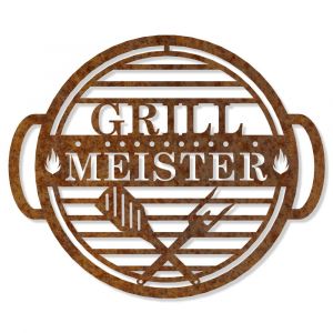 "Grillmeister" Edelrostschild von Ø 25 cm bis Ø 40 cm