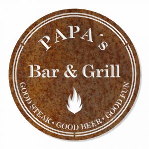 "Papas Bar" Edelrostschild von  Ø 25 cm bis Ø 40 cm