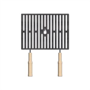 Einschubrost / Grillrost mit Holzgriff  40 x 30 cm bis 70 x 40 cm aus Stahl Schamotte-Shop.de