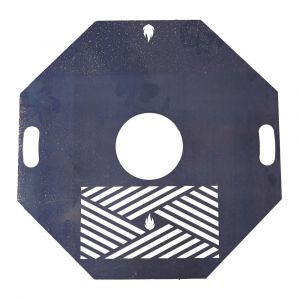 Feuerplatte / Grillplatte mit integriertem Rost 8-eckig Ø 80 cm Design 2