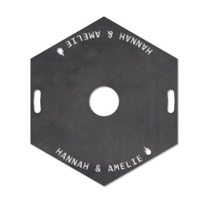 Feuerplatte Grillplatte für Feuertonne 6-eckig Ø 98 cm mit Wunschname schamotte-shop.de