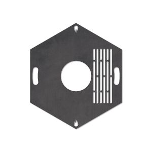 Feuerplatte Grillplatte mit integriertem Rost 6-eckig Ø 60 cm Design 2 Schamotte-Shop.de