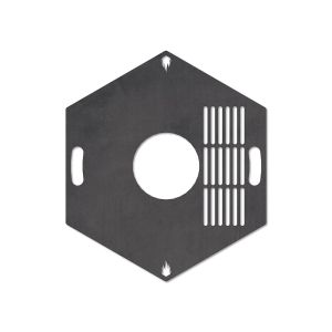 Feuerplatte Grillplatte mit integriertem Rost 6-eckig Ø 60 cm Design 3 Schamotte-Shop.de