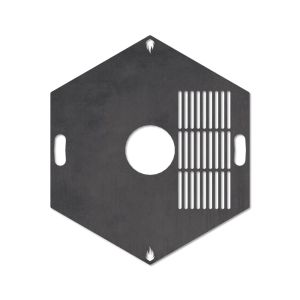 Feuerplatte Grillplatte mit integriertem Rost 6-eckig Ø 80 cm Design 3 Schamotte-Shop.de