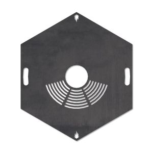 Feuerplatte Grillplatte mit integriertem Rost 6-eckig Ø 98 cm Design 1 Schamotte-Shop.de