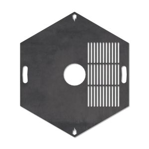 Feuerplatte Grillplatte mit integriertem Rost 6-eckig Ø 98 cm Design 3 Schamotte-Shop.de