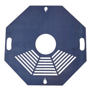 Feuerplatte Grillplatte mit integriertem Rost 8-eckig Ø 60 cm Design 3